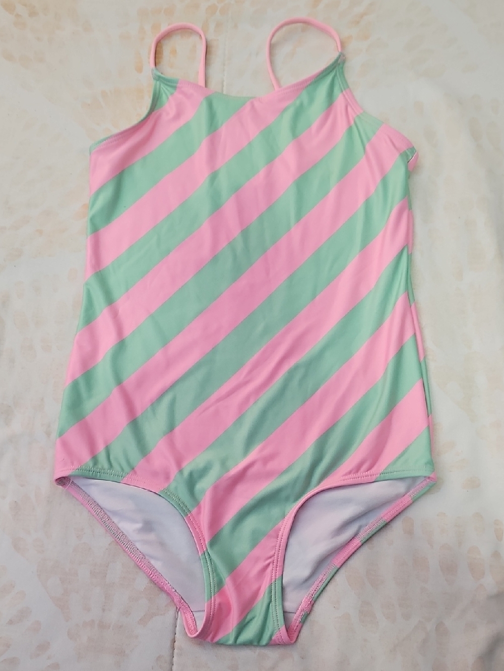 H&M Pink and Mint Stripe Girls One-Piece Swimsuit